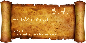 Vollár Antal névjegykártya